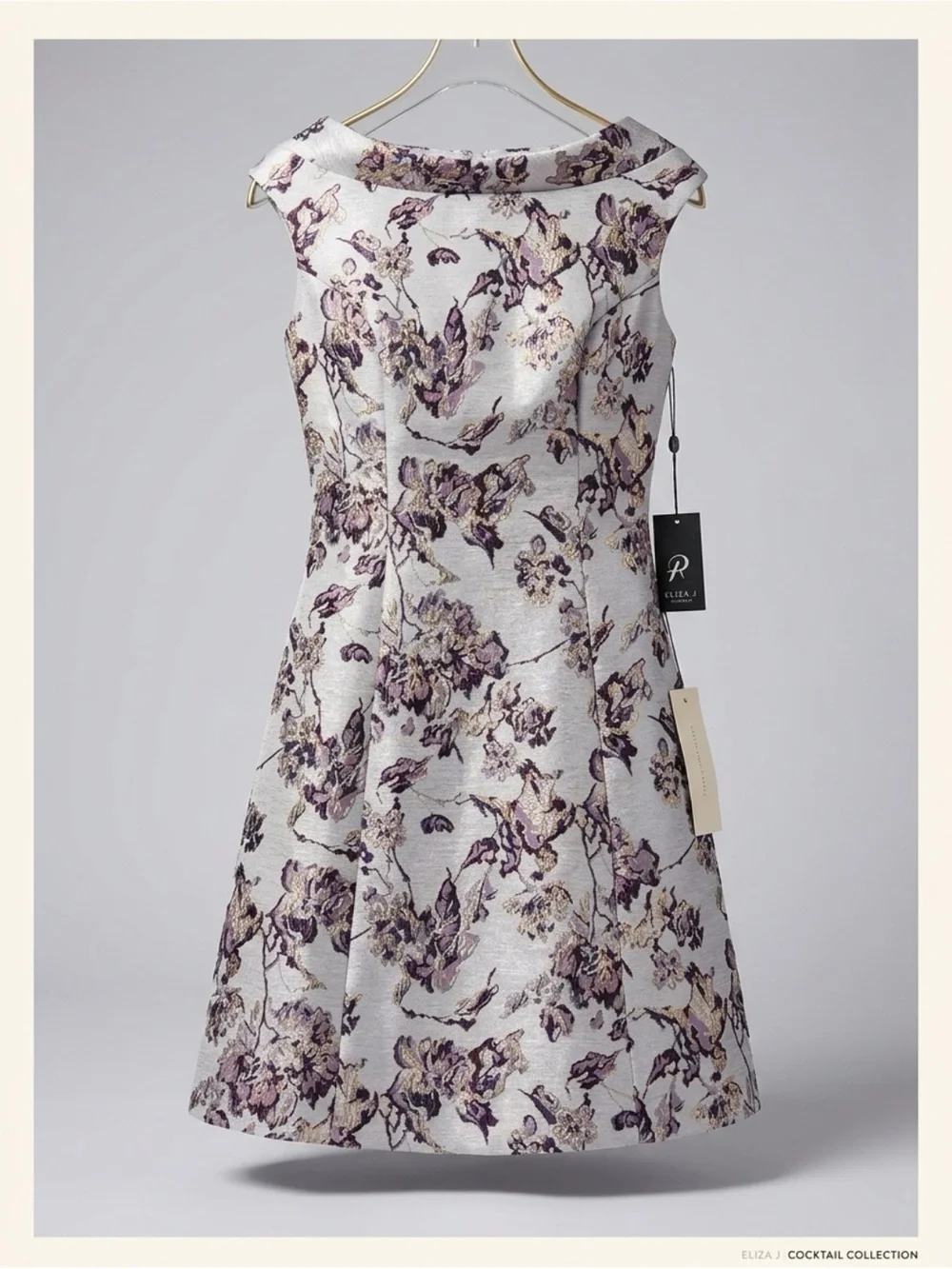 Adrianna Papell Floral Metallic Jacquard Fit & Flare Dress